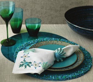 Place Setting in Turquoise and Green